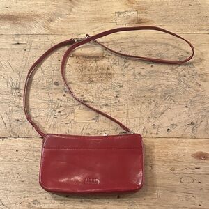 HOBO International Red Leather Crossbody Wallet Organizer Bag